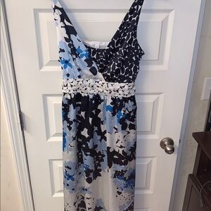 New York & Company Black and Blue Floral Maxi Dress